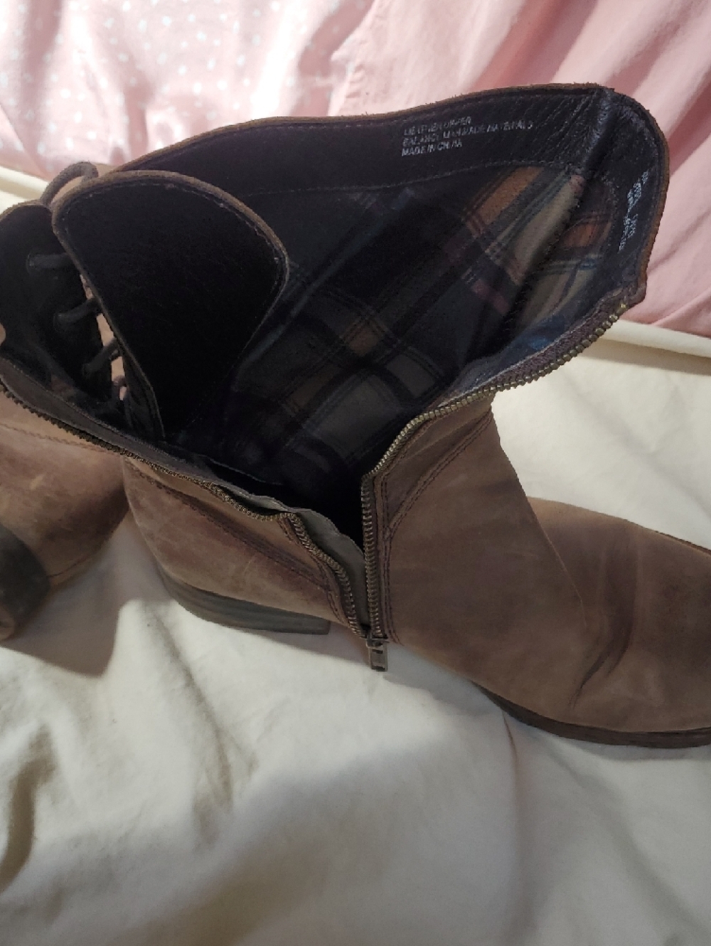 Womens 8 Born Brown Lace-Up Side-Zip Leather Boots - Picture 3 of 14